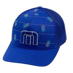 Travis Mathew blue pinnaple print snapback trucker hat new